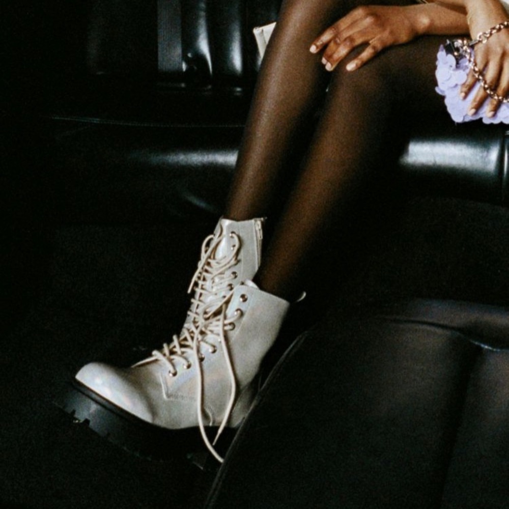 Iridescent combat boots!